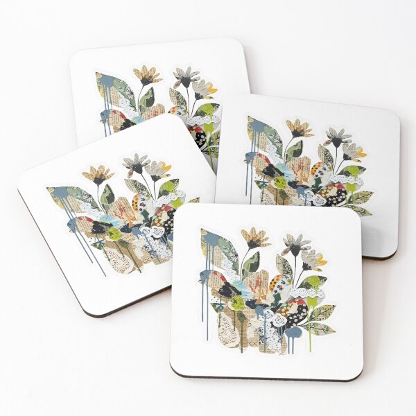 Item preview, Mixed Media Floral Collage – Vintage Newspaper & Fabric Art Sticker designed and sold by VelloomStore.