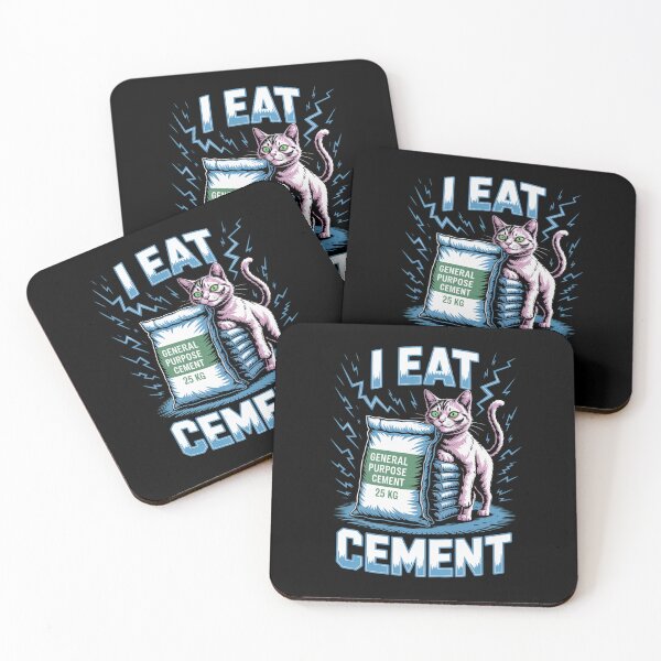 Item preview, I Eat Cement Chaotic Cat Meme Absurd Humor Illustration designed and sold by flagylART.