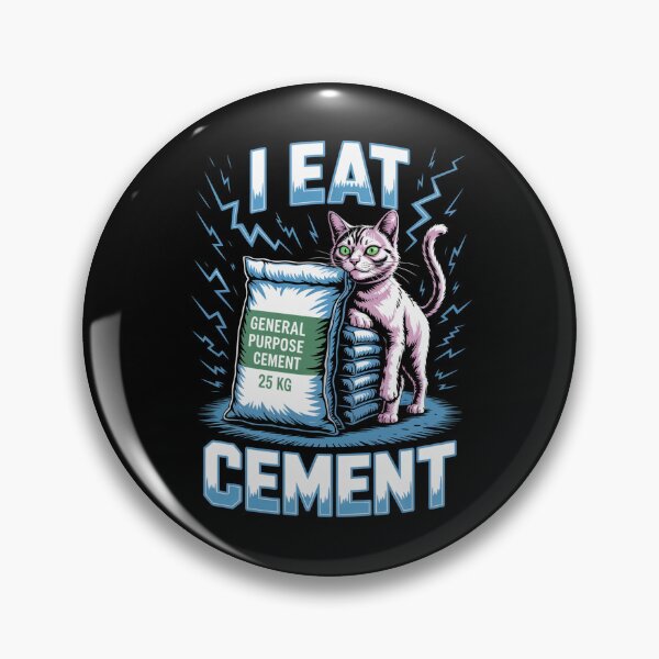 Item preview, I Eat Cement Chaotic Cat Meme Absurd Humor Illustration designed and sold by flagylART.