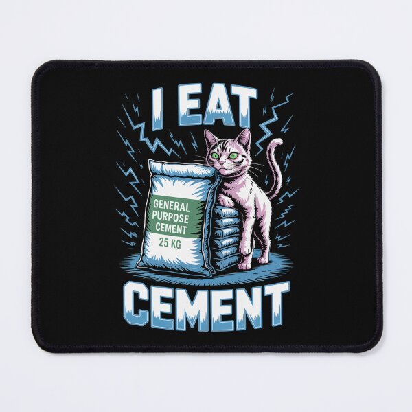Item preview, I Eat Cement Chaotic Cat Meme Absurd Humor Illustration designed and sold by flagylART.