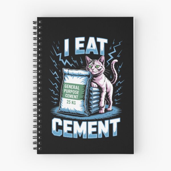 Item preview, I Eat Cement Chaotic Cat Meme Absurd Humor Illustration designed and sold by flagylART.