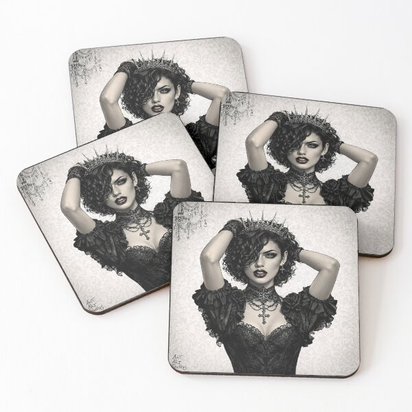 Item preview, Gothic Queen Portrait - Victorian Dark Fashion Art, Spiked Crown, Black Lace, Dramatic Makeup, Gothic Royalty Print designed and sold by AnTartstudios.