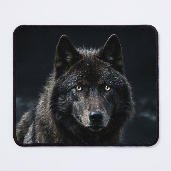 Item preview, Black wolf in snow – dark fantasy animal art – mystical winter spirit designed and sold by Traumrausch.