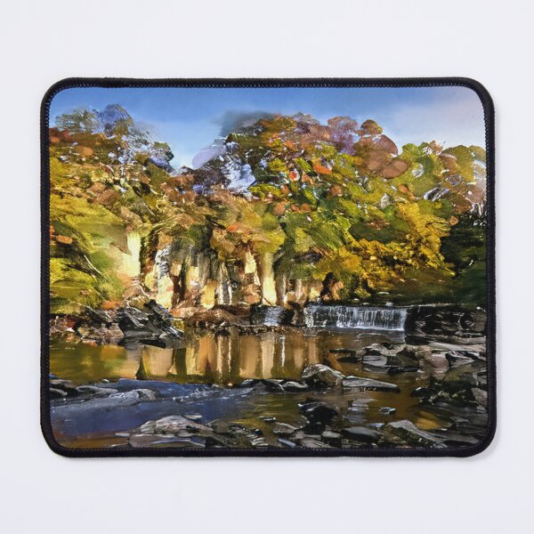 Item preview, Autumn Gold at Richmond Falls - Impressionistic Yorkshire Landscape designed and sold by VistaPainterArt.