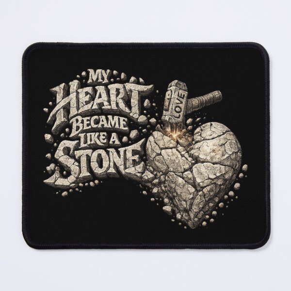 Item preview, My Heart Became Like a Stone – Stone Heart Typography (Transparent Background designed and sold by hdraHdra.