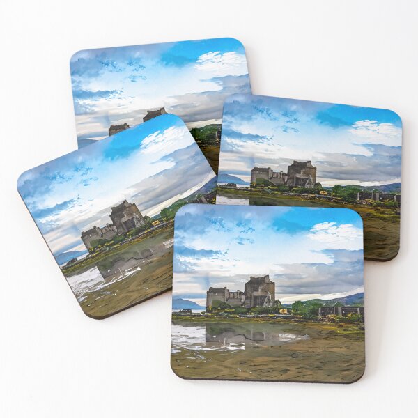 Item preview, Eilean Donan Castle - Dramatic Scottish Watercolor designed and sold by VistaPainterArt.