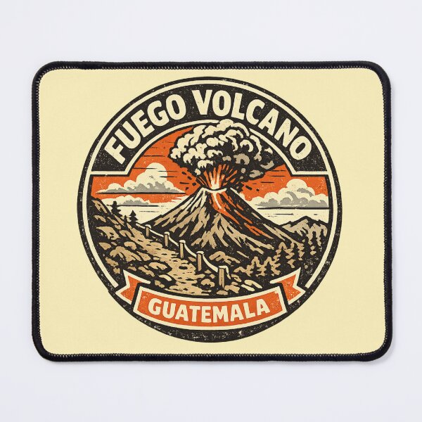 Item preview, Fuego Volcano Guatemala Retro Travel Badge | Hiking Adventure Volcano designed and sold by Globalcitytees.