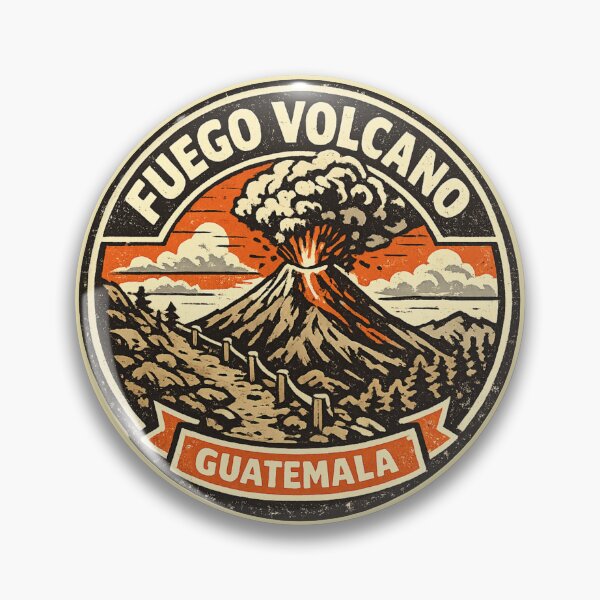 Item preview, Fuego Volcano Guatemala Retro Travel Badge | Hiking Adventure Volcano designed and sold by Globalcitytees.