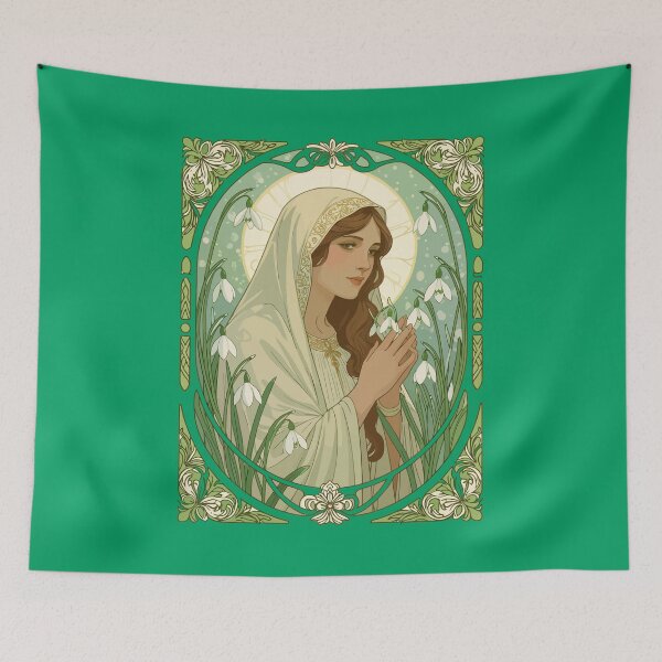 Item preview, St Brigid Holding Snowdrops at Imbolc designed and sold by taiche.