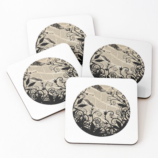 Item preview, Raw Art Round Sticker – Abstract Black Vines Over Chaotic Newsprint designed and sold by VelloomStore.