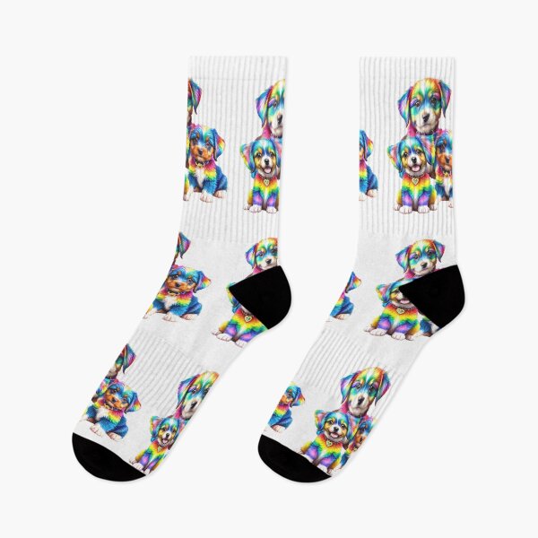 Item preview, Cute puppies with rainbow colored fur designed and sold by LoneAngel.