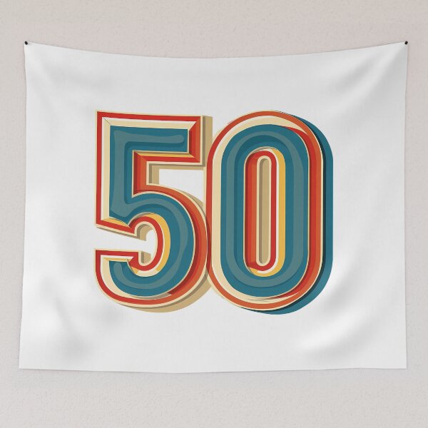 Item preview, Retro 50 Birthday Number - Vintage Groovy Layered Typography 50th Milestone Art Print designed and sold by DesignArtist.ia.