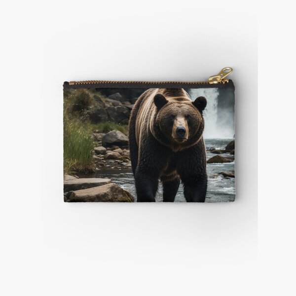 Item preview, Brown bear in river – dark fantasy animal art – guardian of the wild designed and sold by Traumrausch.