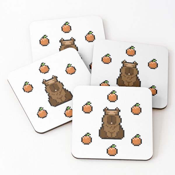 Item preview, Capybara Chile Face with six orange Chill Capy & The Holy Oranges pixel art Sticker  designed and sold by PAVA PHU .