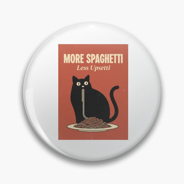 Item preview, More Spaghetti, Less Upsetti, Funny Cat Eating Spaghetti, Meme Design, funnyfits70, Humor, Funny, retro, vintages, funny quotes, animal humor, designed and sold by FunnyFits70.