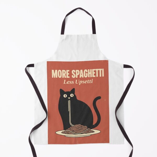 Item preview, More Spaghetti, Less Upsetti, Funny Cat Eating Spaghetti, Meme Design, funnyfits70, Humor, Funny, retro, vintages, funny quotes, animal humor, designed and sold by FunnyFits70.