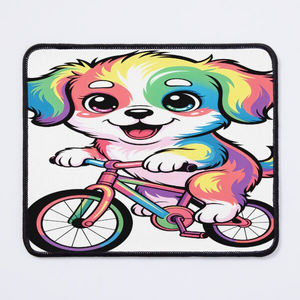 Item preview, Cute Rainbow Puppy Riding Bicycle – Kawaii Colorful Dog Illustration designed and sold by RBToper.