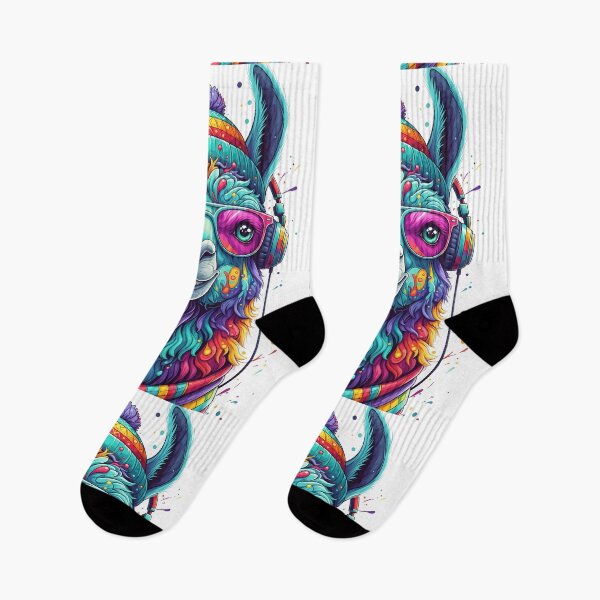 Item preview, Psychedelic Llama with Headphones – Neon Pop Art Animal Illustration designed and sold by R-B-Colors.
