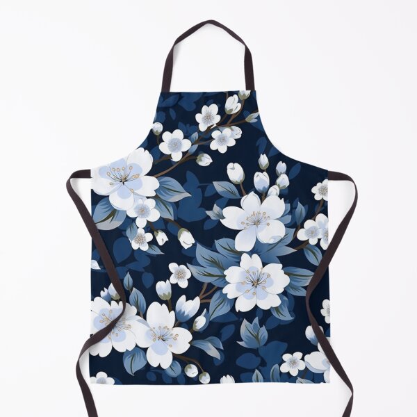 Item preview, Dark Blue White Cherry Blossom Pattern designed and sold by GrinGalore.