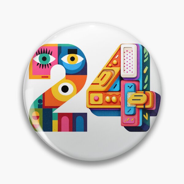 Item preview, Bold 24 Number Art - Colorful Surreal Eyes Geometric Typography 24 Birthday Print designed and sold by DesignArtist.ia.