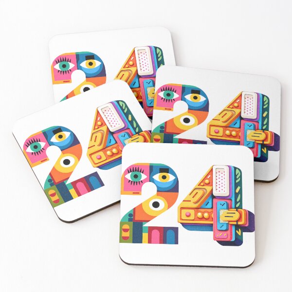Item preview, Bold 24 Number Art - Colorful Surreal Eyes Geometric Typography 24 Birthday Print designed and sold by DesignArtist.ia.