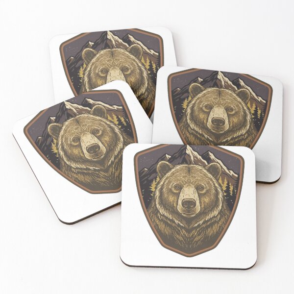 Item preview, Bear Crest Night Mountain designed and sold by LittleLoopArt.
