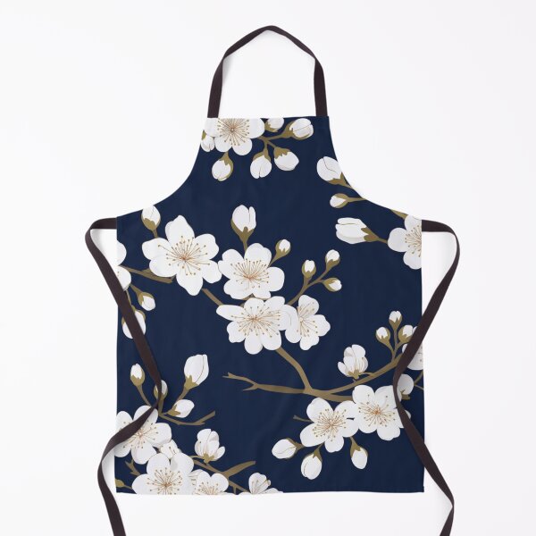 Item preview, Dark Blue White Beige Cherry Blossom Pattern designed and sold by GrinGalore.