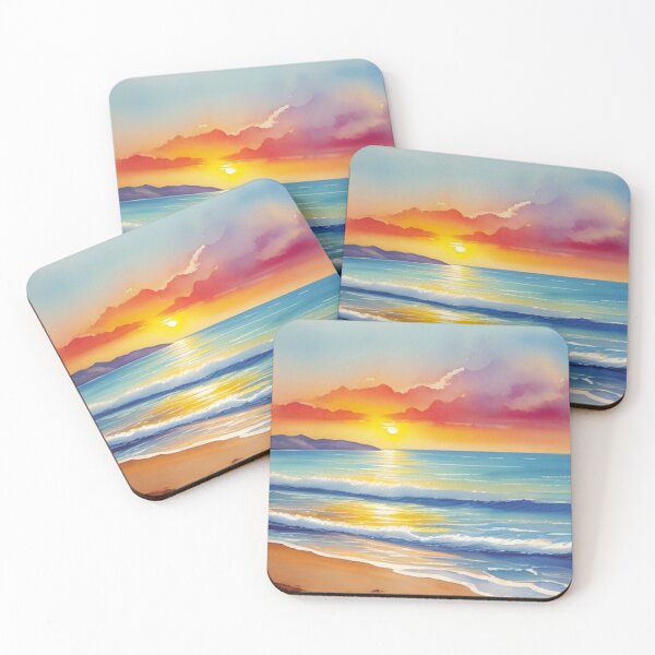 Item preview, Golden Horizon Beach Sunset designed and sold by MoxisWatercolor.