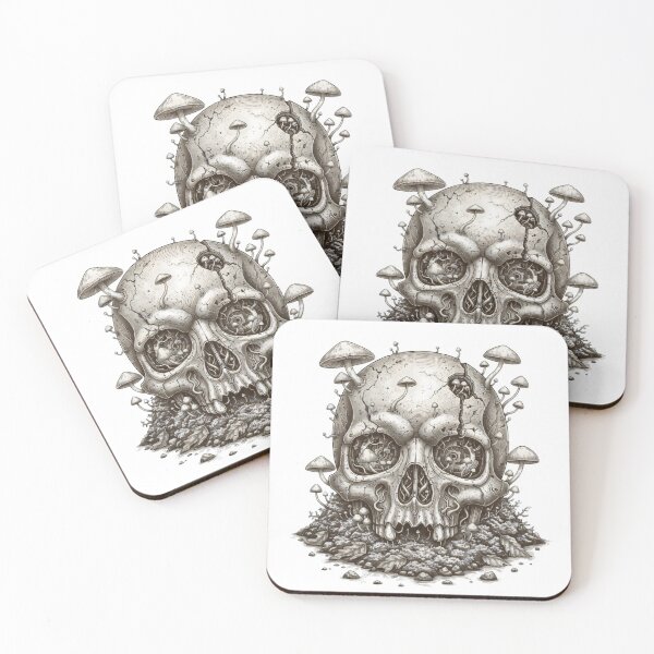 Item preview, Steampunk skull with mushrooms designed and sold by Chaoscience.
