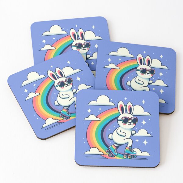 Item preview, Roller Bunny Rainbow Ride – Whimsical Skater Vibes designed and sold by Dogandesighn.