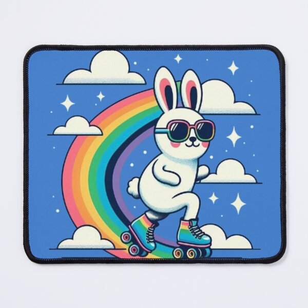 Item preview, Roller Bunny Rainbow Ride – Whimsical Skater Vibes designed and sold by Dogandesighn.