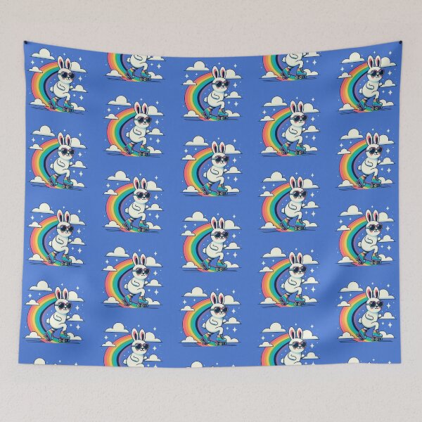Item preview, Roller Bunny Rainbow Ride – Whimsical Skater Vibes designed and sold by Dogandesighn.