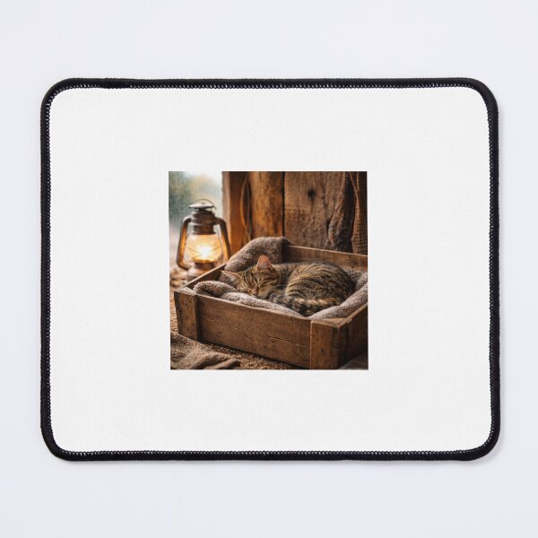 Item preview, Winter Pause – Sleeping Tabby Cat by the Door designed and sold by LovelyCatGalaxy.