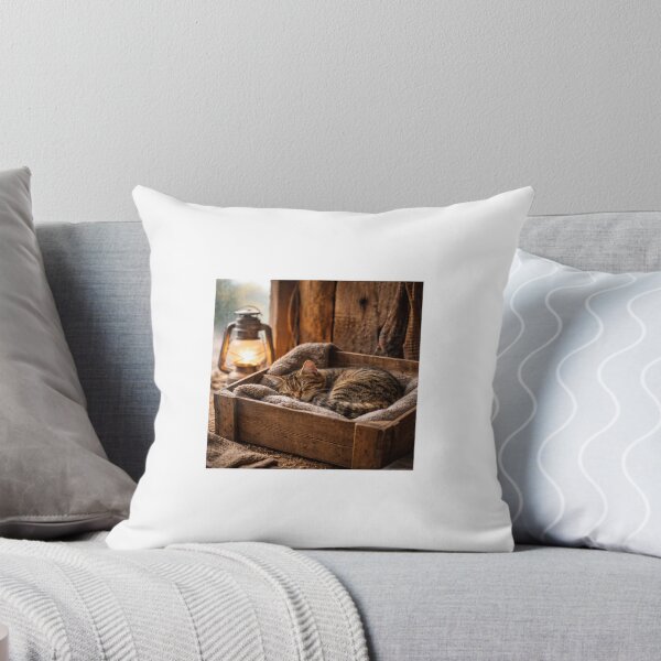 Item preview, Winter Pause – Sleeping Tabby Cat by the Door designed and sold by LovelyCatGalaxy.
