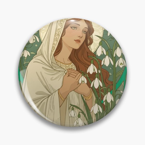 Item preview, St Brigid Art Nouveau Halo and Snowdrops designed and sold by taiche.