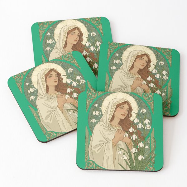 Item preview, St Brigid Art Nouveau Halo and Snowdrops designed and sold by taiche.