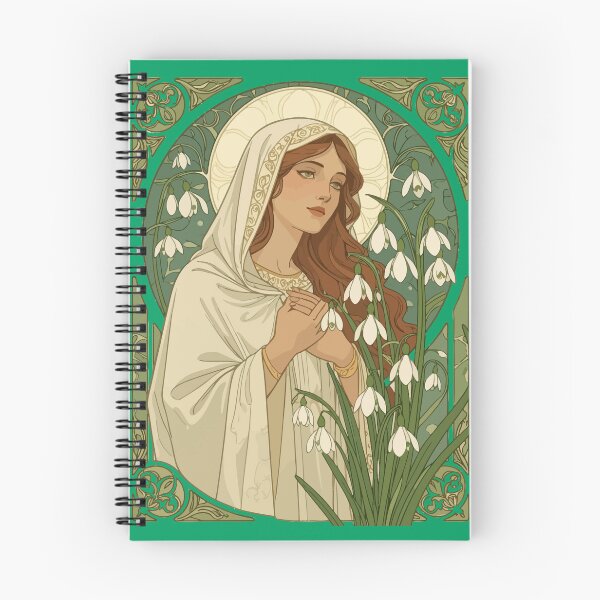 Item preview, St Brigid Art Nouveau Halo and Snowdrops designed and sold by taiche.