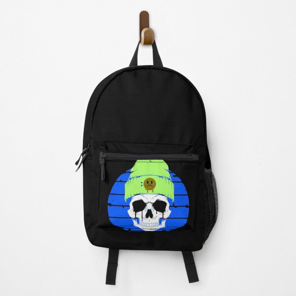Item preview, Skull with Hat – Urban Design and Dark Style on a Blue Background designed and sold by AstronautMerch.