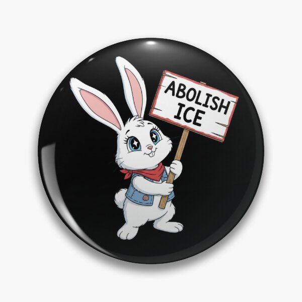 Item preview, Abolish ice cute bunny rabbit holding picket sign designed and sold by RichTeeDesigns.