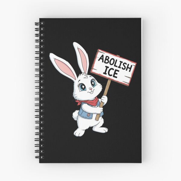 Item preview, Abolish ice cute bunny rabbit holding picket sign designed and sold by RichTeeDesigns.