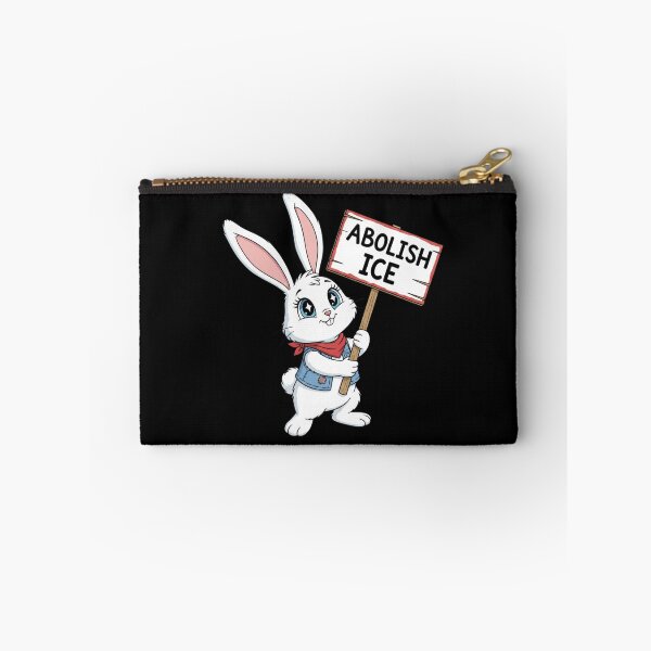 Item preview, Abolish ice cute bunny rabbit holding picket sign designed and sold by RichTeeDesigns.