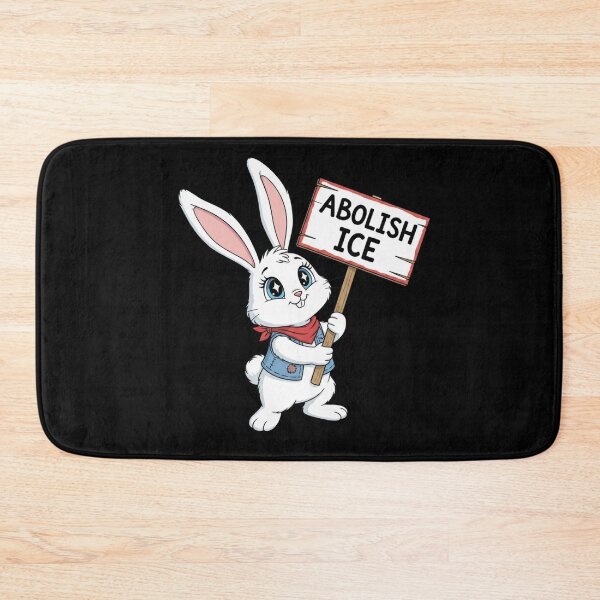 Item preview, Abolish ice cute bunny rabbit holding picket sign designed and sold by RichTeeDesigns.