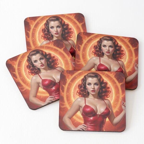 Item preview, Aries Zodiac Rebirth | Vintage Fantasy Fire Goddess Pin-Up designed and sold by MissSaylor.