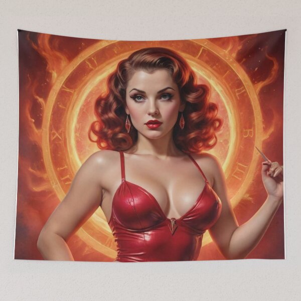 Item preview, Aries Zodiac Rebirth | Vintage Fantasy Fire Goddess Pin-Up designed and sold by MissSaylor.