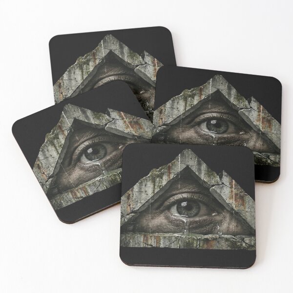 Item preview, The Weeping Watcher: Realistic Eye in Cracked Stone Triangle (Dark Grunge Surrealism) designed and sold by ColorTheoryLab.