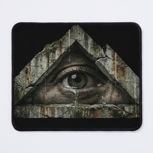 Item preview, The Weeping Watcher: Realistic Eye in Cracked Stone Triangle (Dark Grunge Surrealism) designed and sold by ColorTheoryLab.