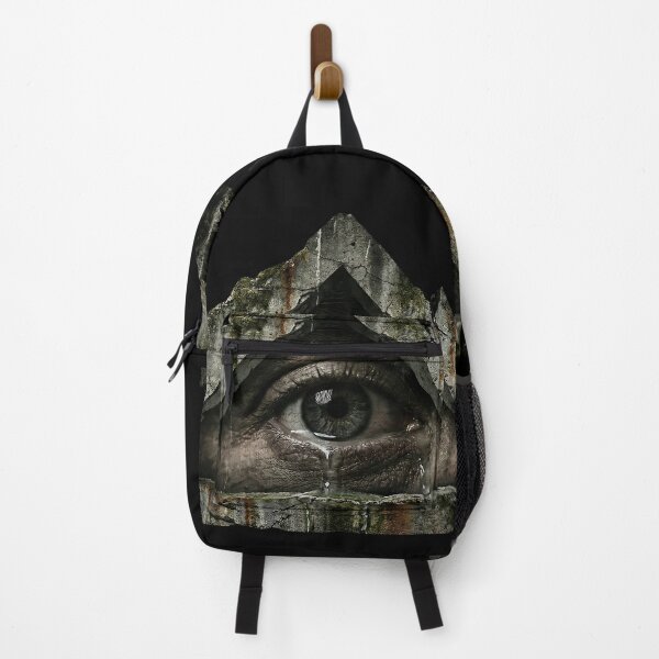 Item preview, The Weeping Watcher: Realistic Eye in Cracked Stone Triangle (Dark Grunge Surrealism) designed and sold by ColorTheoryLab.