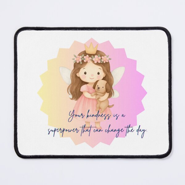 Item preview, a princess girl holding a puppy with words of positive affirmations designed and sold by riba1creates.