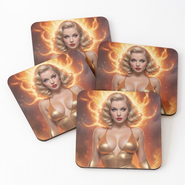 Item preview, Golden Aries Zodiac Rebirth | Retro Sci-Fi Fantasy Pin-Up designed and sold by MissSaylor.