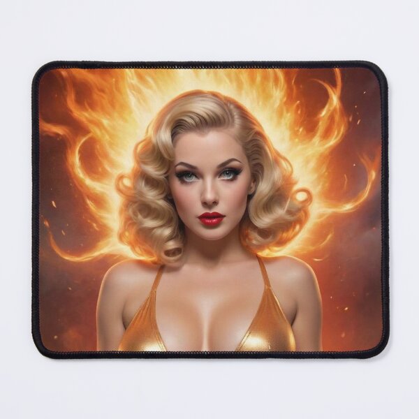 Item preview, Golden Aries Zodiac Rebirth | Retro Sci-Fi Fantasy Pin-Up designed and sold by MissSaylor.